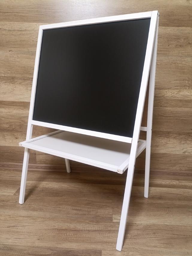 Мольберт дитячий двосторонній магнітний білий колір, дошка для малювання, для крейди, маркерів і магнітів 3в1, МРК1в