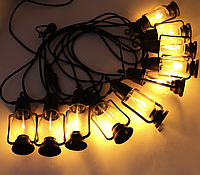 Ретро гирлянда 5 м для уличного освещения с лампочками теплый белый свет, Гирлянда для улицы