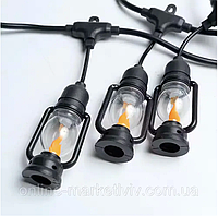 Ретро гирлянда 5 м для уличного освещения с лампочками «Пламя» Гирлянда для улицы «Лампы подвесные" SFK-50