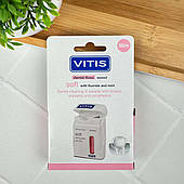 Зубна нитка VITIS вощена з фтором і м’ятою, розпушуюча (рожева), 50 м – картонна упаковка, професійний догляд за порожниною рота