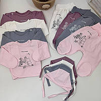 Теплий комплект для новонародженого малюка: розпашонка + повзунки + чепчик