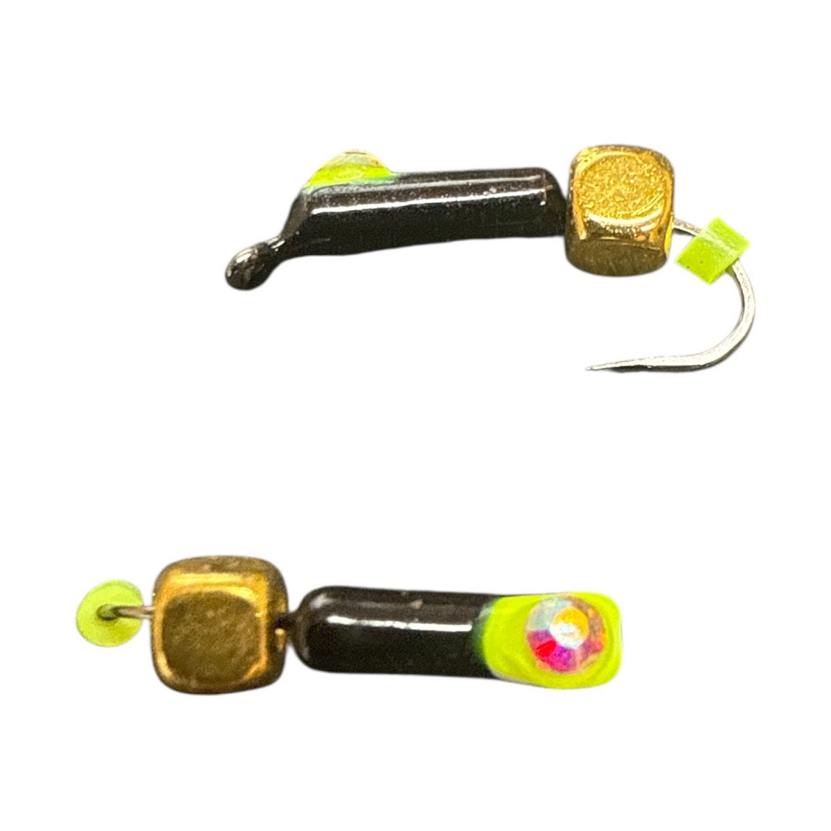 Мормишка Вольфрамова "Латишка" Гвоздик - Котяче око з кубиком золото - Ø2,2мм - 0,5г - Чорний - Kumho №16 - Латвія (МК1018)