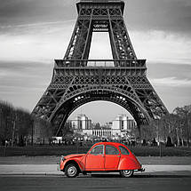 Плакат "Ейфелева Вежа та червоний автомобіль, Париж, Paris, France", 60×40см, фото 3