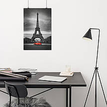 Плакат "Ейфелева Вежа та червоний автомобіль, Париж, Paris, France", 60×40см, фото 4