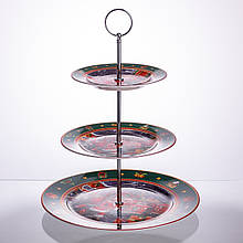 Фруктовниця на 3 яруси Santa новорічна фуршетна HP-SDHK-9