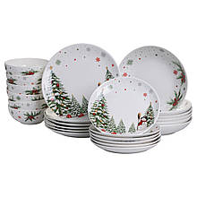 Столовий набір посуду тарілок 24 предмети на 6 персон Christmas Tree порцеляновий SG-24
