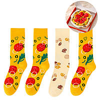 Носки с принтом Пицца-томат из хлопка 4 пары разноцветные женские