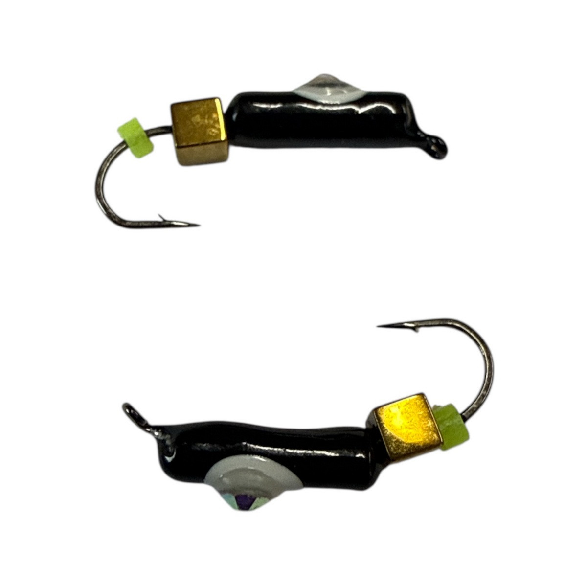 Мормишка Вольфрамова "Латишка" Гвоздик - Котяче око з кубиком золото - Ø2,2мм - 0,5г - Чорний - Kumho №16 - Латвія (МК1051)