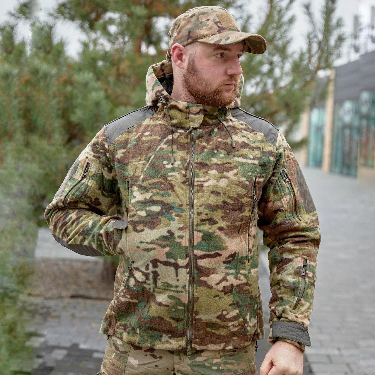 🔥 Кофта флісова з капюшоном "Shark skin - Military" (multicam) зсу, військова, нгу, нацгвардії, тактична, фото 1