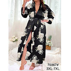 Жіночий довгий шовковий халатик Розміри: 50,52,54,56,58 (49589)