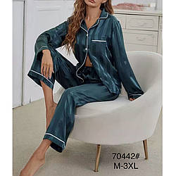 Жіноча шовкова піжама з довгим рукавом "Фабричний Китай" Розміри: 44,46,48,50,52 (49594)