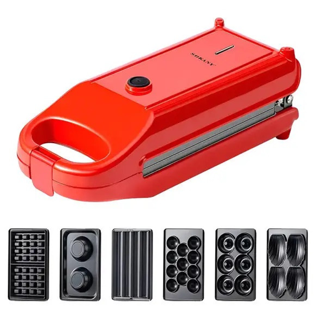 Мультипекар 6 в 1 Sokany SK-BBQ-836 700 Вт антипригарне покриття Червоний, фото 1