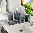 Набор аксессуаров 4в1 для ванной и душа, дозатор для мыла, мыльница, стаканы,материал акрил прозрачно-серый, фото 4