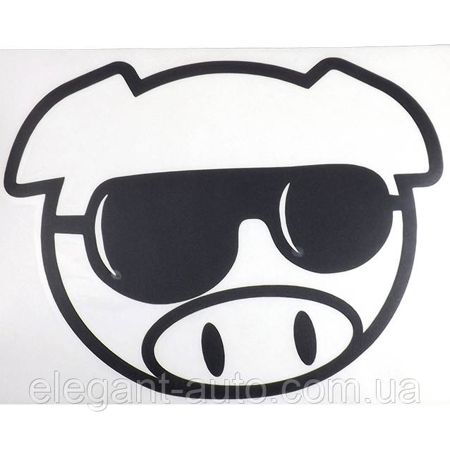 Наліпка плотерна №39 Свиня в окулярах 16x16см Чорна