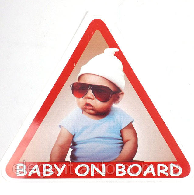 Наліпка Попереджувальна "Дитина в авто" "Baby on board" в червоному трикутнику