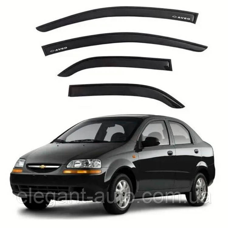 Дефлектори вікон Chevrolet Aveo I, II SD 02-06 Т200 П/К скотч "AV-Tuning"