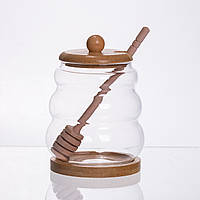 Медовниця скляна з кришкою і ложкою 350 (мл) 64486-7