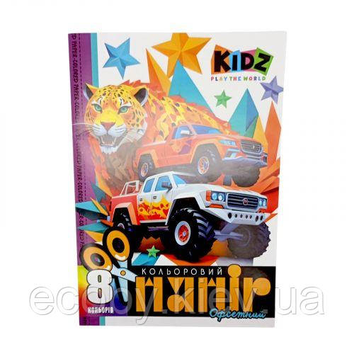 Набір кольорового паперу односторонній, офсетний 210х297 мм, 8 аркушів. (ВІД 1), фото 1