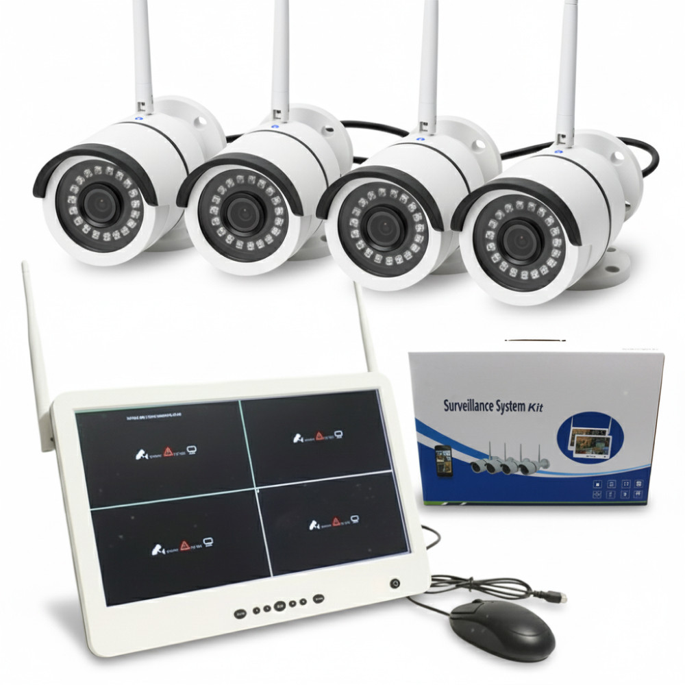 Набір з 4 камер відеоспостереження, LCD13'', WiFi, DVR KIT / Вуличні камери спостереження / WIFI камера спостереження, фото 1