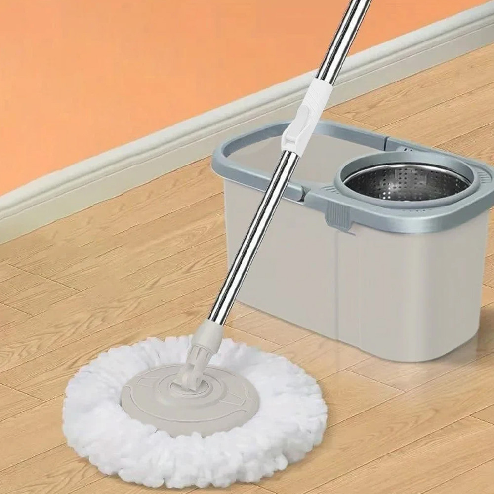 Швабра з віджимом + відро 6л, Сірий / Швабра лентяйка / Швабра з відром / Швабра лентяйка / Швабра для прибирання, фото 1