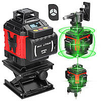 Лазерний рівень 4D на 16 ліній + 2АКБ, пульт, в кейсі / Акумуляторний лазерний нівелір / Самовирівнюючий рівень лазерний