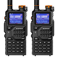Комплект 2шт Рація до 15км, 10Вт, з USB, Baofeng K5 PLUS / Радіостанція переносна / Рація тактична