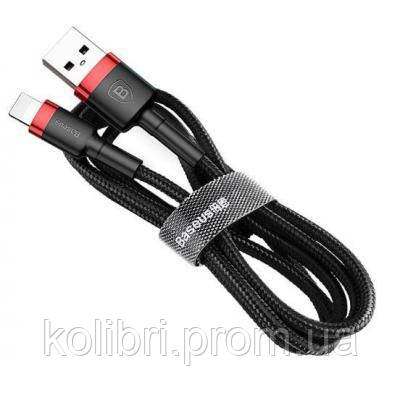 Дата кабель USB 2.0 AM to Lightning 0.5m Cafule 2.4A red+black Baseus CALKLF-A19 kolibri, фото 1