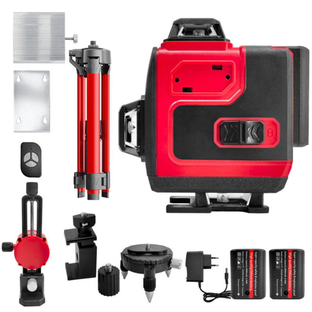 Лазерний рівень акумуляторний, 16 ліній зі штативом / Лазерний нівелір / Самовирівнюючий нівелір лазерний, фото 1