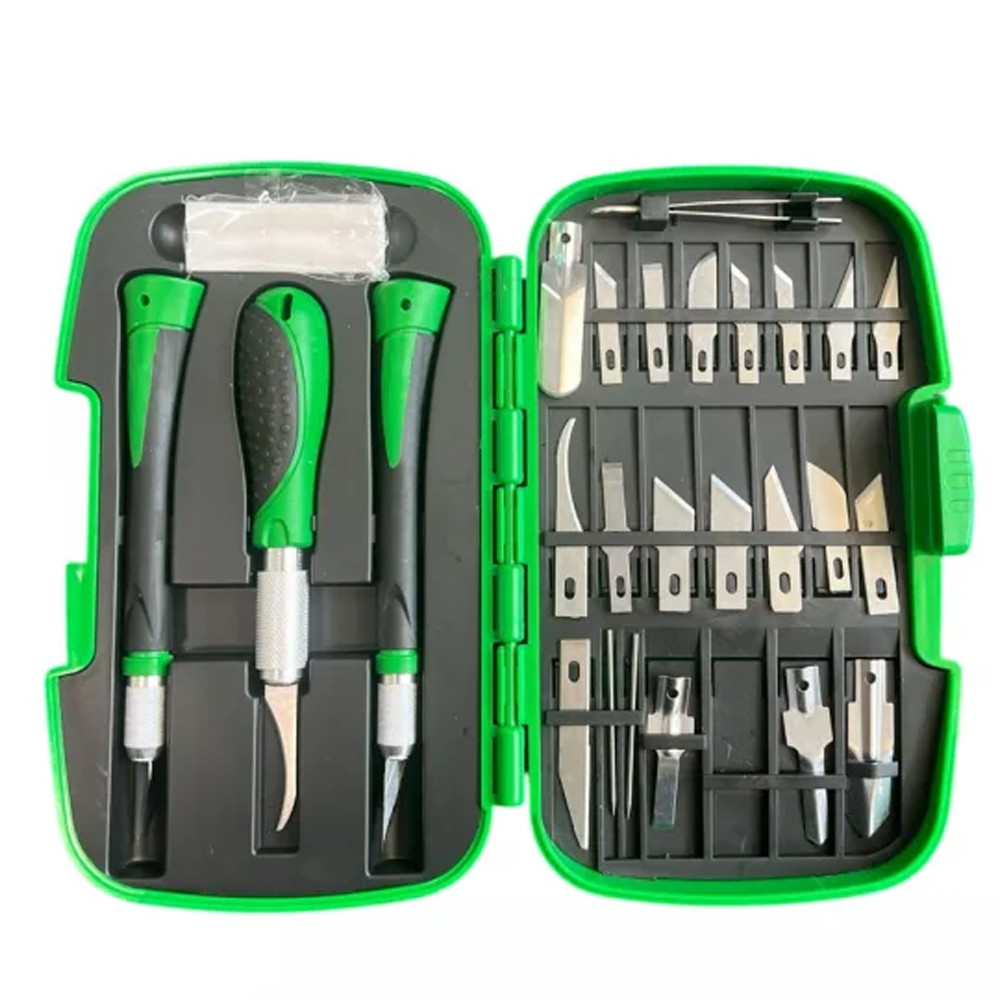 Набір ножів для різьблення по дереву (30 предметів) у чохлі / Інструменти для різьблення по дереву / Різці по дереву, фото 1