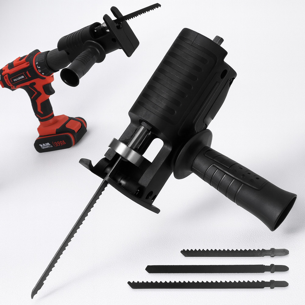 Насадка-лобзик для дриля + 3 полотна / Багатофункціональна насадка для шуруповерта зі знімним полотном, фото 1