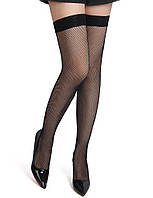 Чулки в сеточку Star Night на тонкой резинке, черные, XS-M Амур