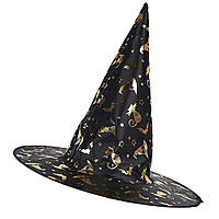 Відьмінський капелюх з тисненням 38х34, 5х9, 5см, чорний