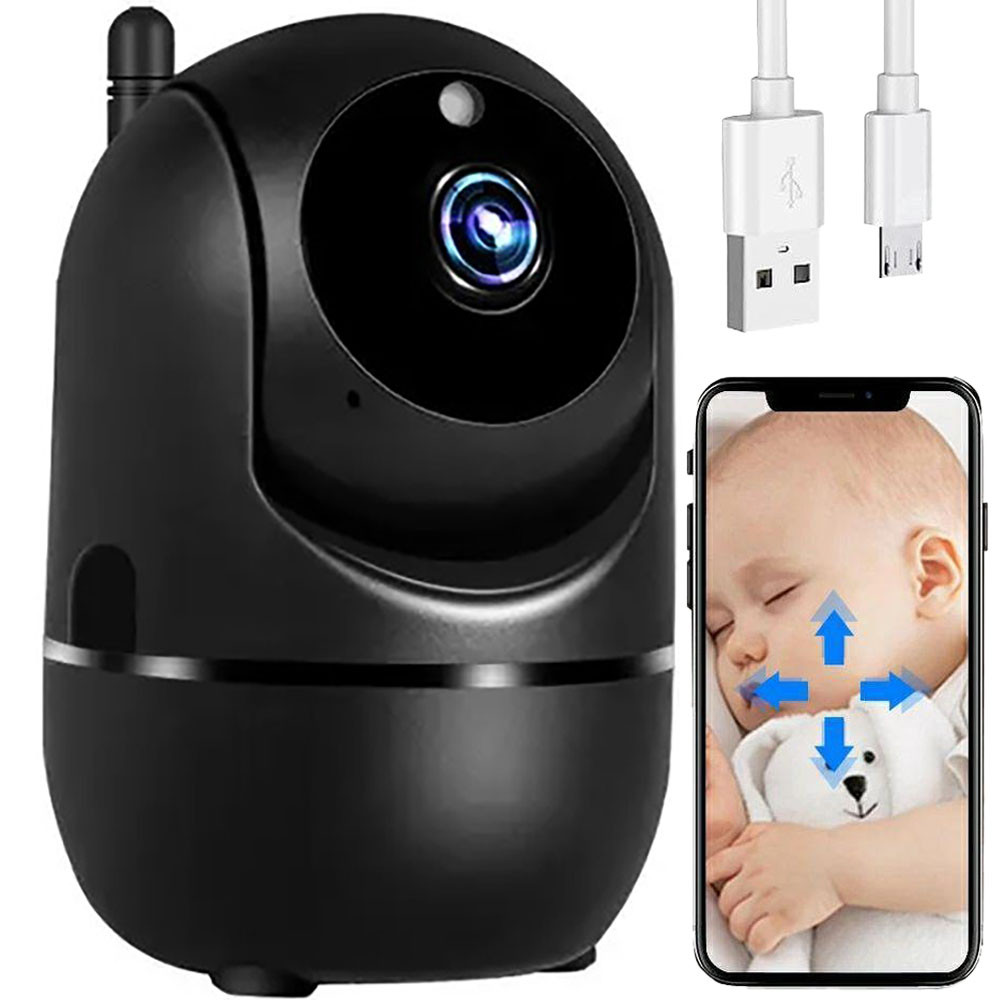 WiFi камера відеоспостереження з нічним баченням, YCC365Plus, Чорний / Вайфай камера спостереження / Відеоняня, фото 1
