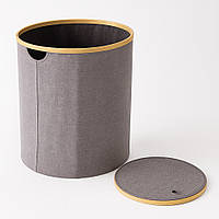 Круглий кошик для білизни 60л, 52x40см / Кошик для брудної білизни / Складаний кошик з кришкою