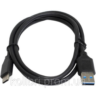 Дата кабель USB 3.0 AM to USB-C 1.0m black Patron CAB-PN-USB3-TYPEC-1M kolibri, фото 1