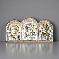 Автотрійник срібний 11,6 x 5,5 см Казанська, Спаситель, Миколай. AP-5/G