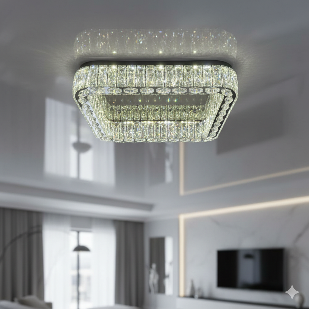 Люстра квадратна з пультом Linisoln 140W до 20 м² колір Хром 3122-60*60, фото 1