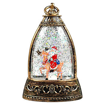 Нічник Різдвяний ліхтар з фігурами, блискітками та підсвічуванням (2*AAA) 12,5см 1