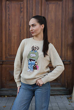 👕 Polo Ralph Lauren Polo Bear Crewneck Sweater Beige M