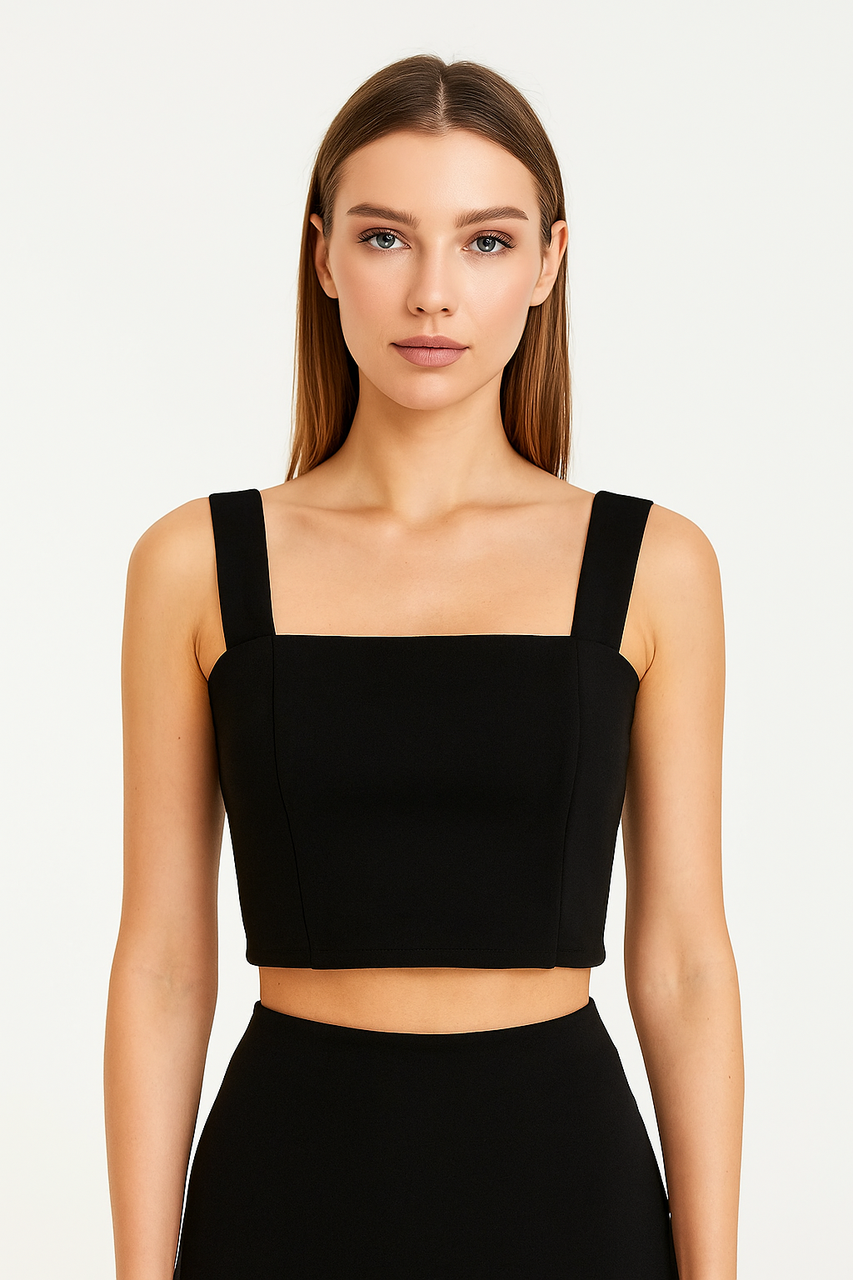 Чорний жіночий топ на бретелях