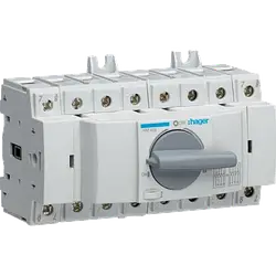 Hager HIM408 Перемикач модульний трьохпозиційний I-0-II до 35мм2, 4п 80А