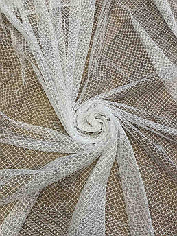 Тюль сітка жакард білий в зал, кухню