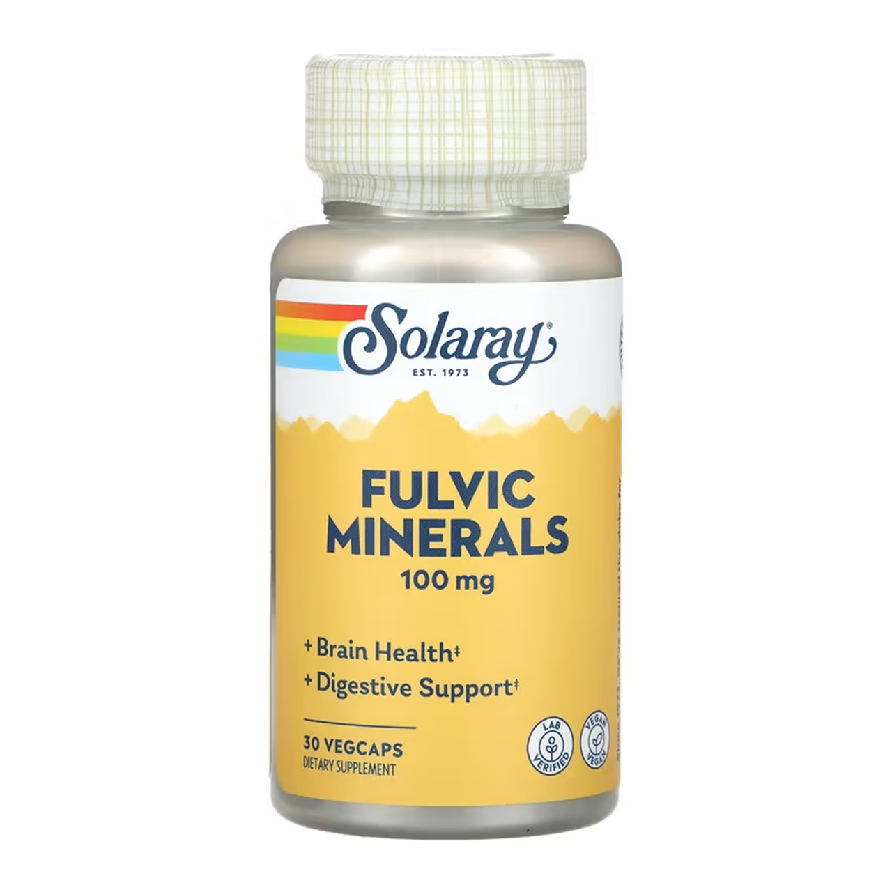Фульмові мінерали Solaray Fulvic Minerals, 100 мг, 30 рослинних капсул, фото 1
