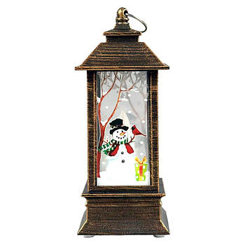 Нічник Різдвяний ліхтар зі свічкою та підсвічуванням (3*AG13) 13,5см