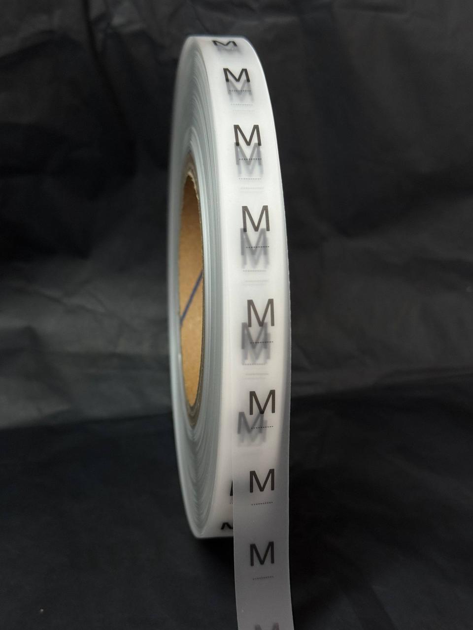 Бірки білі розмірні M силіконові М'які напівпрозорі для одягу під замовлення 15 мм, 68 м, фото 1