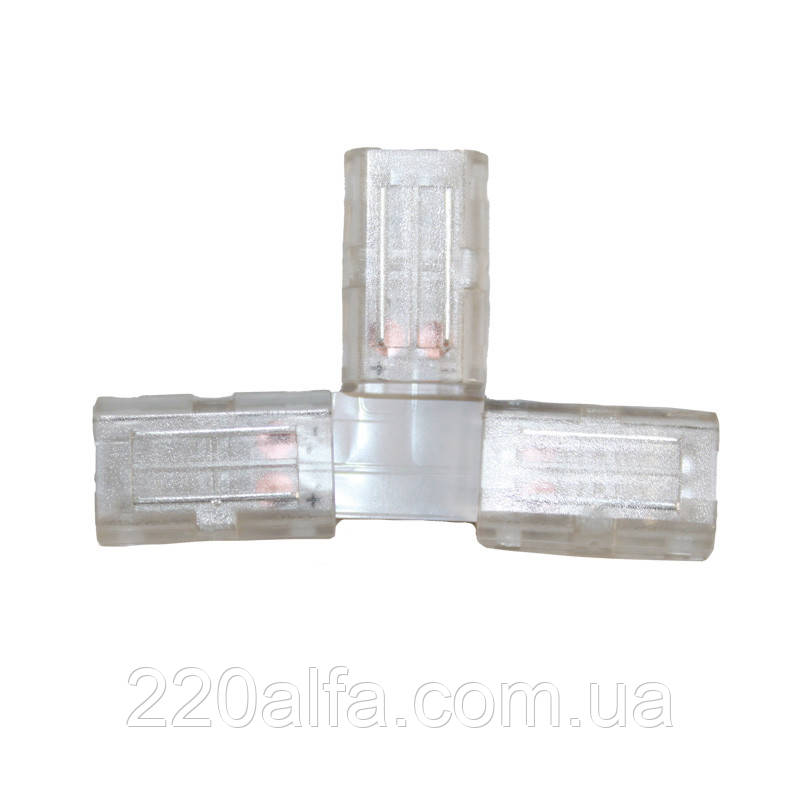 Коннектор T-образный 8 мм лента-лента IP65, прозрачный, фото 1
