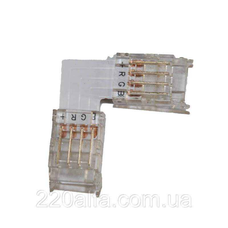 Коннектор L-образный 10 мм лента-лента RGB IP20, прозрачный, фото 1