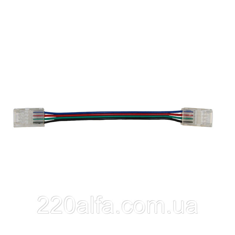 Коннектор прямой 10 мм лента-лента RGB  IP65 с проводом 15 см, прозрачный, фото 1