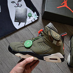 Чоловічі кросівки Nike Air Jordan 6 Retro x Travis Scott Olive | Гармонія форми та кольору