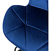 Барний стілець зі спинкою Bonro B-087 велюр синє з чорною основою для кухні, бару, салону, ресторану, фото 6